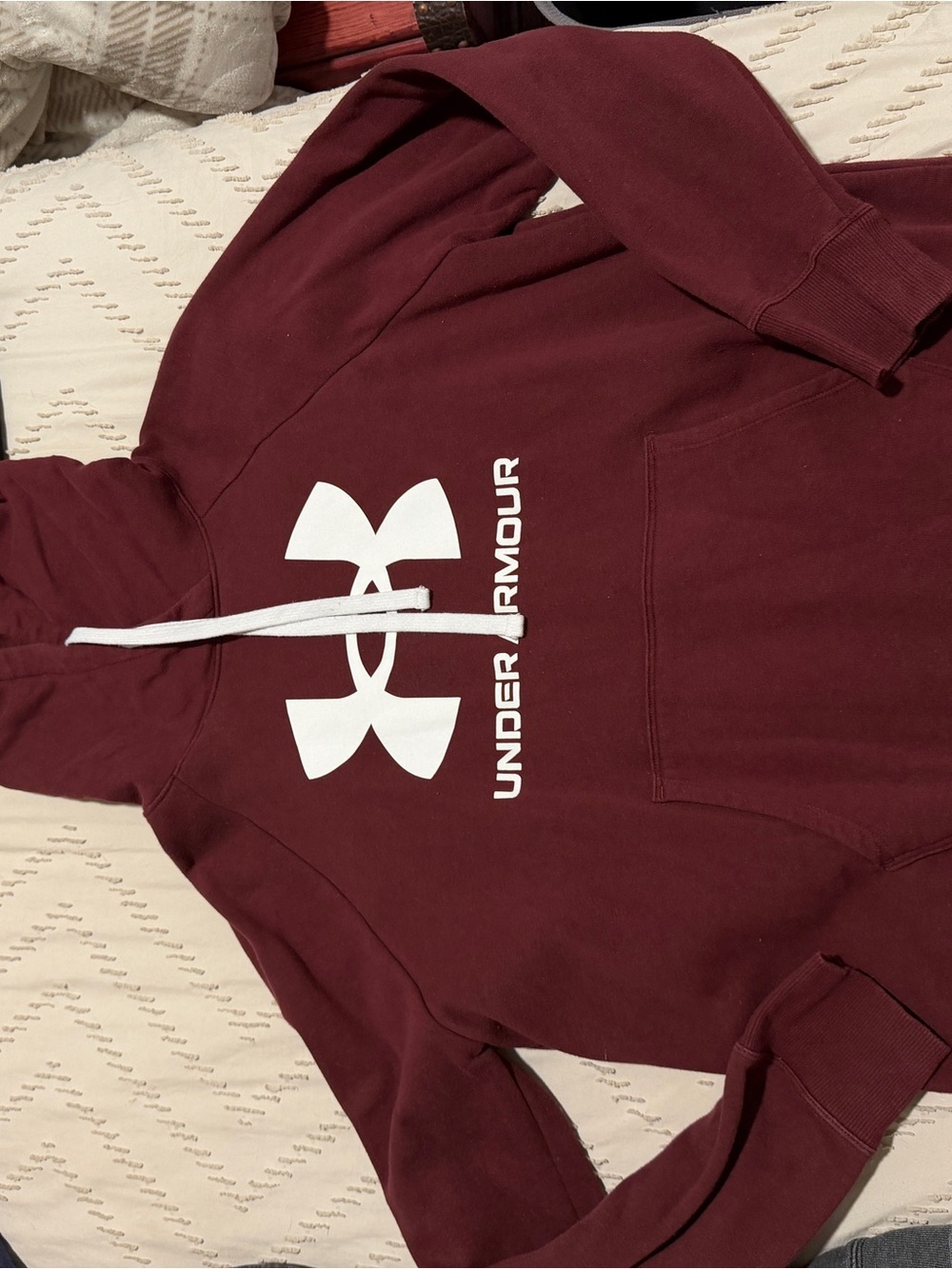 Under Armour Women's Maroon Hoodie with White Logo